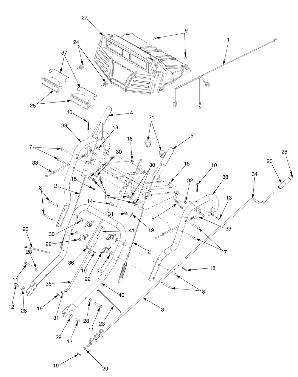 Handle Assembly Diagram and Parts List for 933SWE (31AH9P7I710)(2005) Cub Cadet Snow Blower